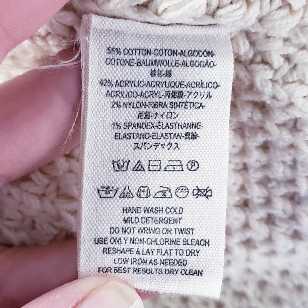 Free People Park City Pullover Sweater Chunky Knit‎ Turtleneck Ivory Size Large